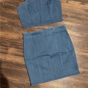 Blue Denim Mini Skirt - Women's Classic Pencil Style